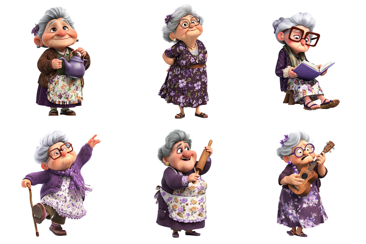 Whimsical Funny Grandma Clipart, an Illustration by Craft Nest (Photo 2 of 8)