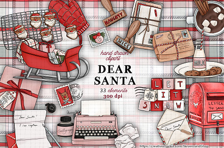 Dear Santa Christmas clipart kit