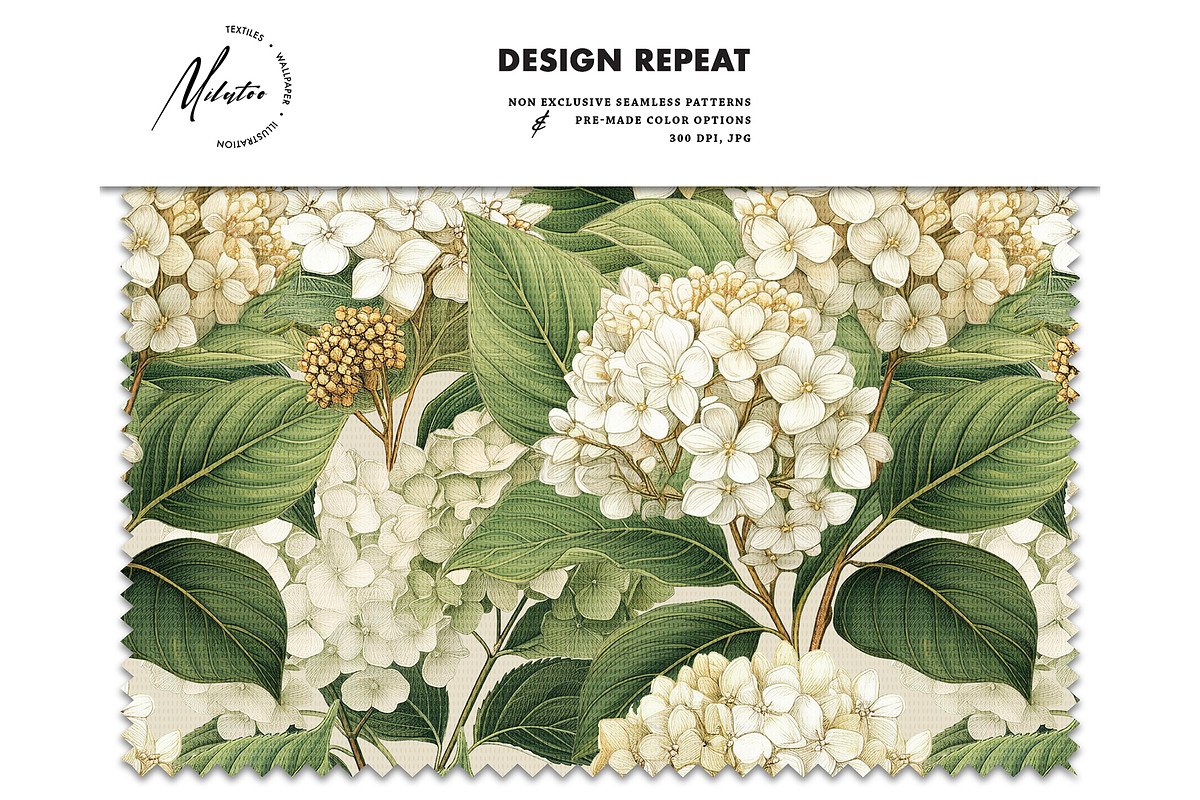 Hydrangea watercolor seamles pattern, a Pattern Graphic by Milatoo (Photo 2 of 6)