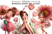 Whimsical Quirky Girl Clipart, an Illustration by designcity5 (Thumbnail 1 of 5)