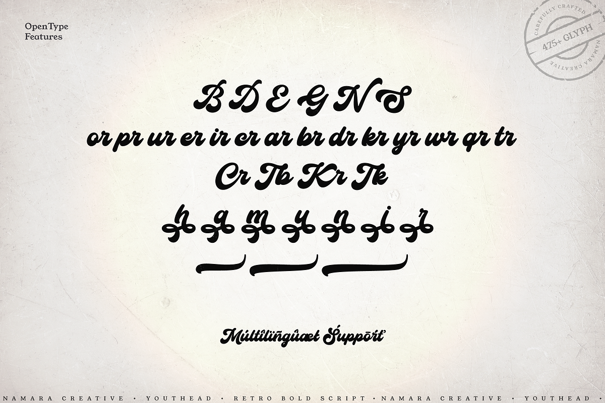 Youthead - Retro Bold Script, a Script Font by Namara Creative Studio (Photo 7 of 13)