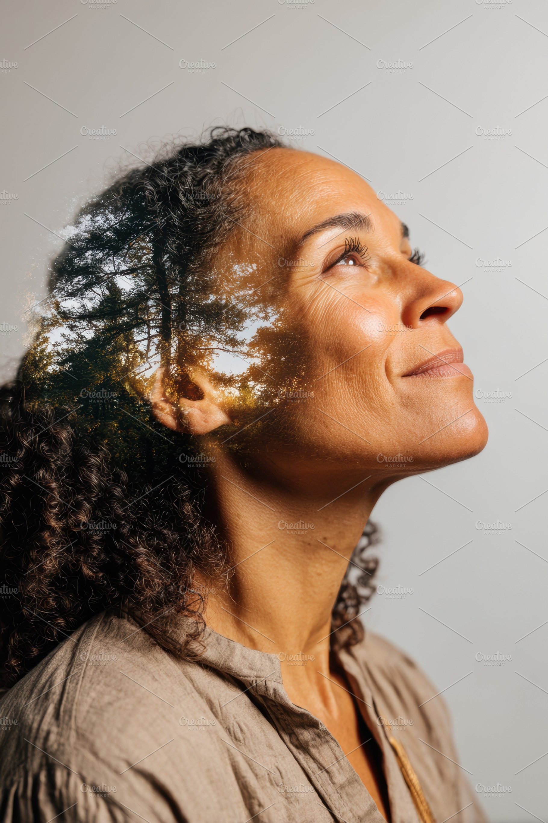 Double exposure portrait of a woman with nature, a Person Photo by AlyaAnd