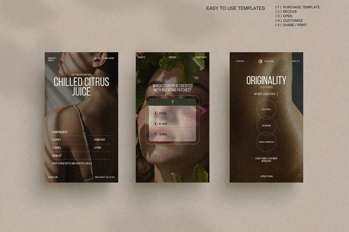Minimal Skincare Stories Canva preview 4
