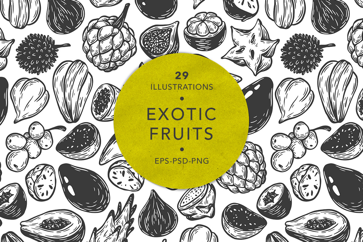 Exotic Fruits, Illustrations., a Food Illustration by Olga Olmix (Photo 1 of 8)