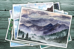 Watercolor Sketches. Mountains