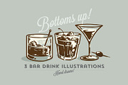 Hand drawn bar drinks illustrations, a Food Illustration by Serifs & Whiskey (Thumbnail 1 of 3)
