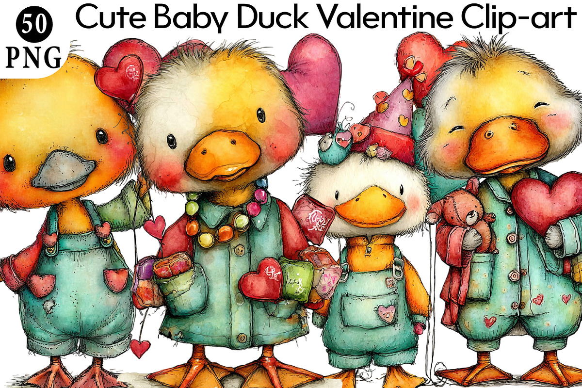 Cute Baby Duck Valentine Clip-art, an Illustration by Daily.Designs (Photo 1 of 8)