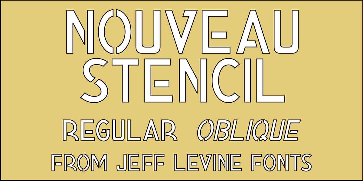 Nouveau Stencil JNL, a Sans Serif Font by Jeff Levine Fonts