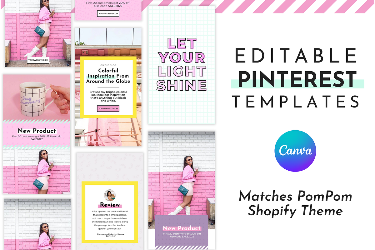 Pink Pinterest Templates for Canva, a Social Media Template by ltsdesigns (Photo 1 of 3)