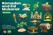 Ramadan and Eid Mubarak 3D Icons, an Object Illustration by Lumina_ui_ux202 (Thumbnail 1 of 6)