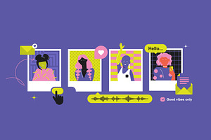 Y2K Fashion girls illustration