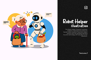 Robot Helper Illustration, a Technology Illustration by Pitchlook.Studio