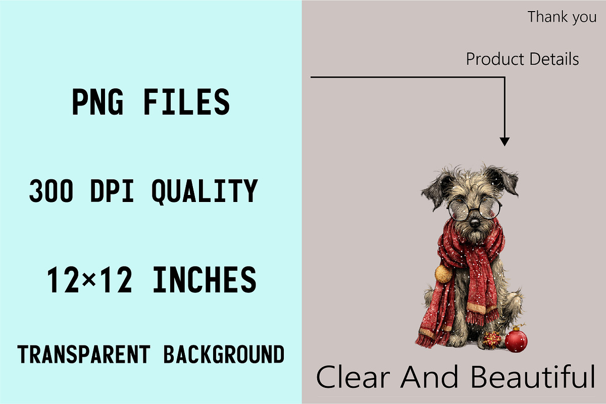 Whimsical Christmas Dog Clipart Bun, an Illustration by SVGArt (Photo 3 of 8)