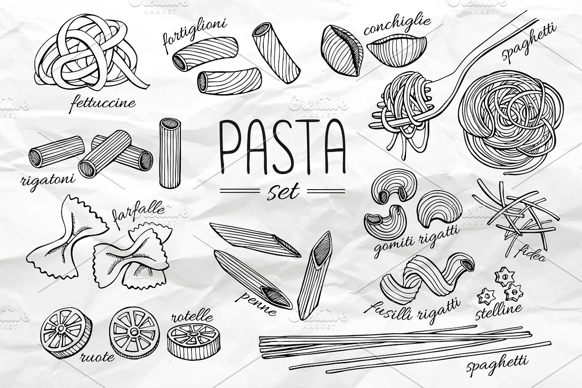 Pasta Set. Hand Drawn Illustration, a Graphic by Epine (Photo 2 of 3)