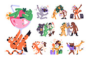 Party animals celebrate holiday set, an Animal Illustration by PaperTrident (Thumbnail 1 of 22)