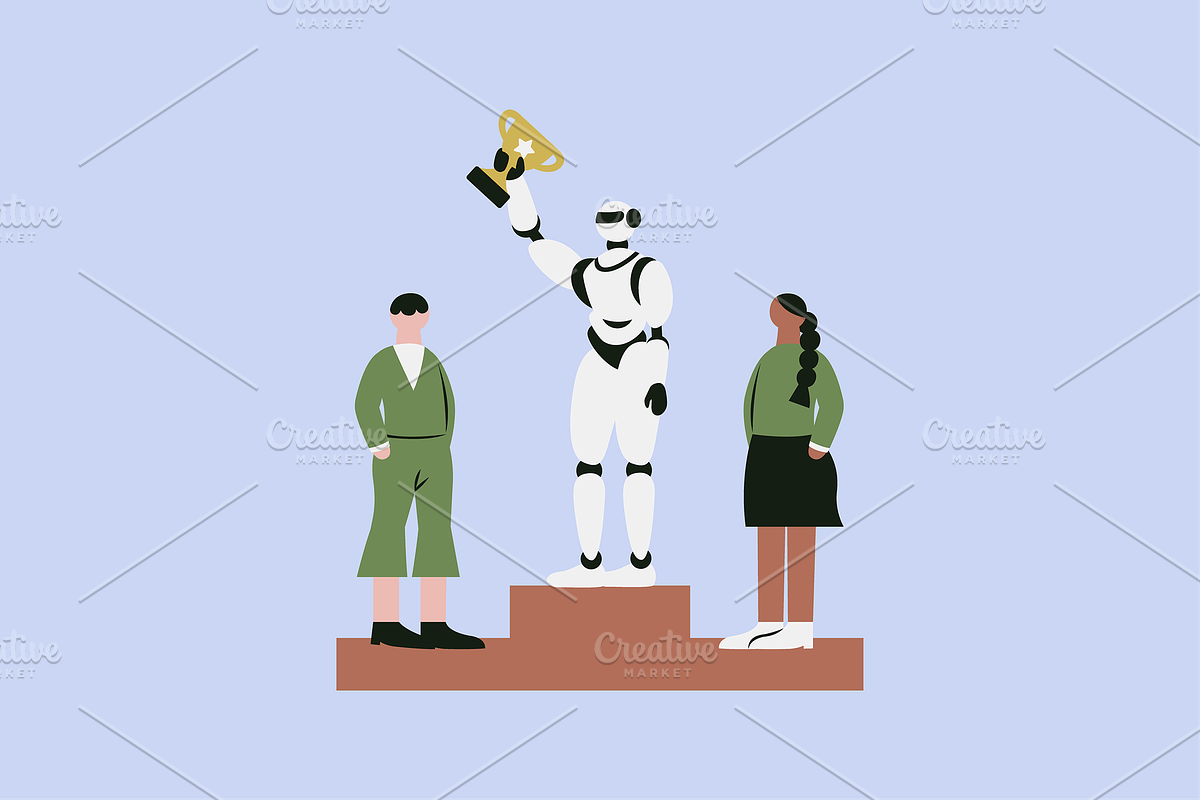 AI Robot vs Humanity Illustration, a Technology Illustration by Jump Studio (Photo 9 of 10)