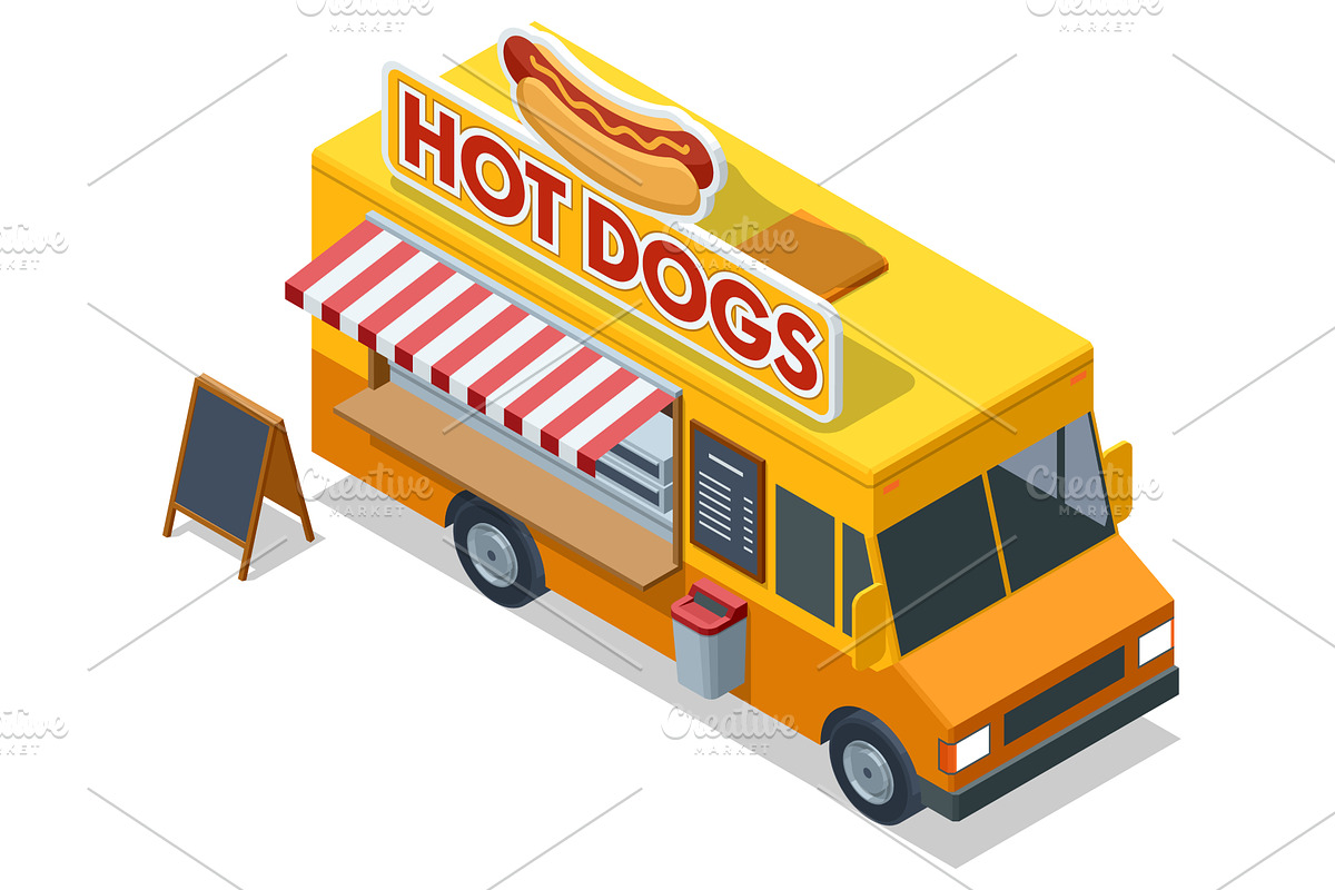 Hot dog food truck. Isometric, a Food Illustration by Golden Sikorka