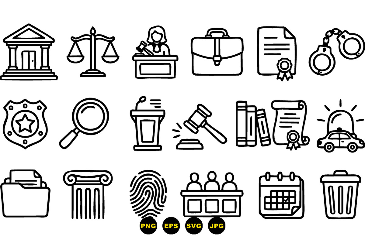 Legal Law Icon Clipart Set, an Illustration by designvectx (Photo 3 of 3)