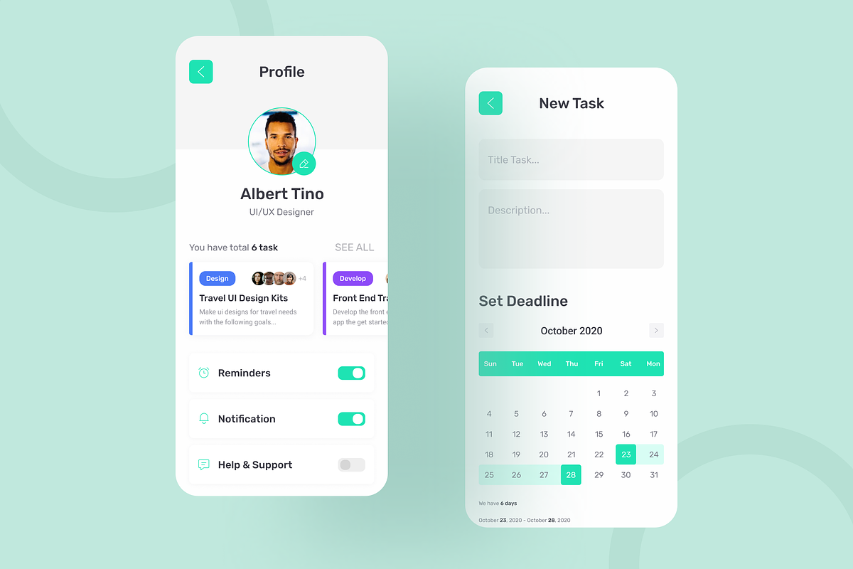 MyTask - Task Management App UI Kit, a Websites & App Template by SLAB ...