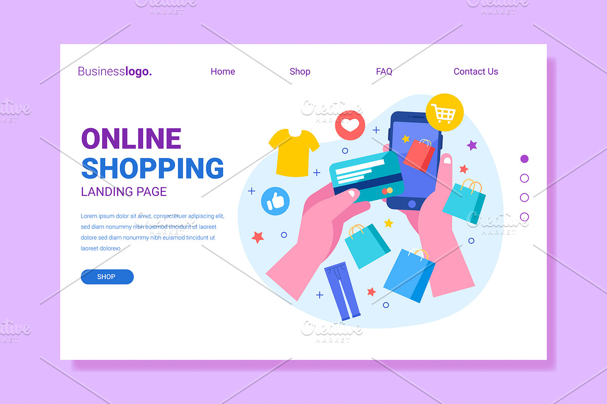 Flat Online Shopping Landing Page, a Landing Page Template by MISS CHATZ