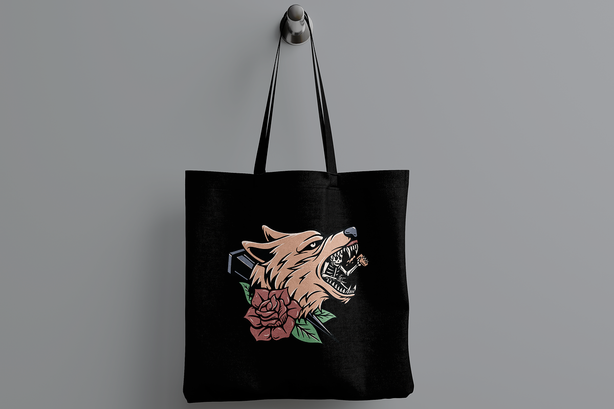 Wolf Skull with Skeleton and Rose, an Object Illustration by nomlimo.com (Photo 2 of 3)