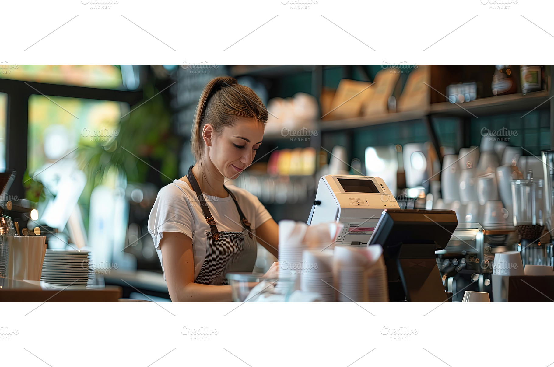 Smiling Female Clerk Working at, a Person Photo by piter.goskov