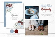 Dusty Blue and Burgundy Florals, a Work Illustration by Momo Studio (Thumbnail 5 of 12)