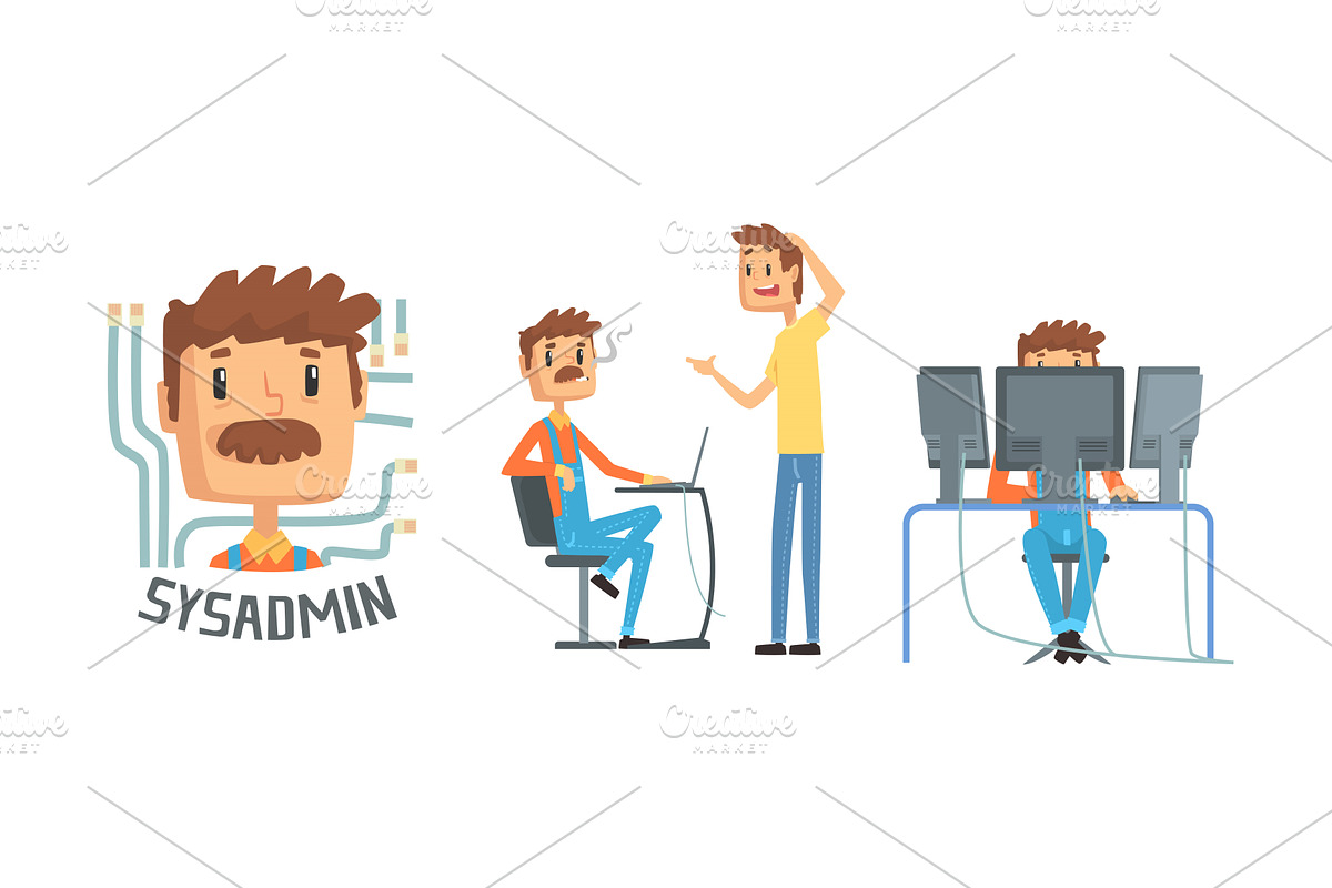 Network Engineer Working in Data, a Technology Illustration by TopVectors