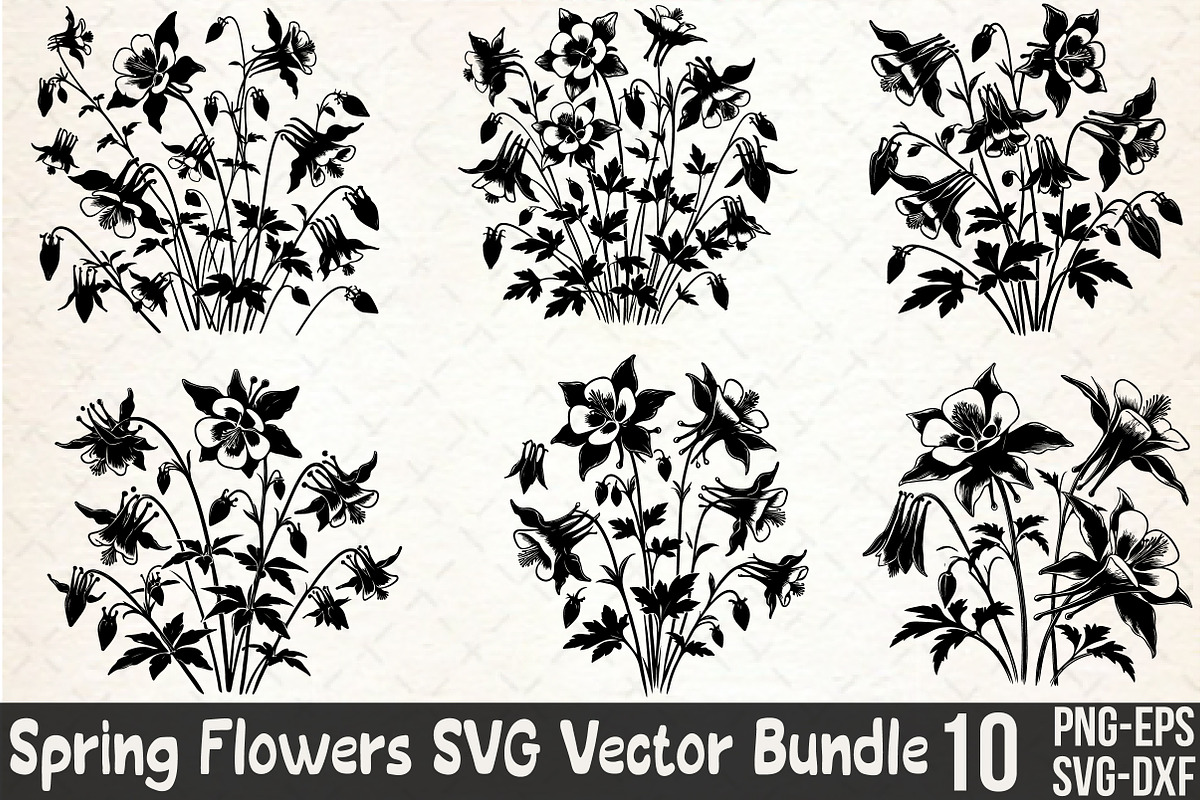 Spring Crimson Columbine Flowers SVG, an Illustration by Rose Art (Photo 1 of 5)