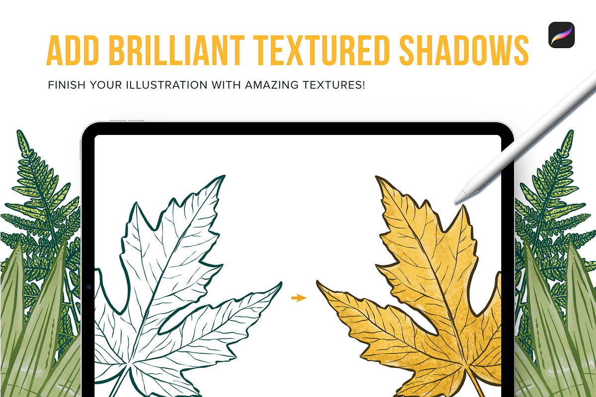 12 Leaf Procreate Stamp Brushes, a Brush Add-On by Riveros Illustration (Photo 6 of 11)