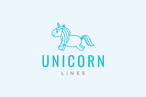 Unicorn Or Horse Cute Line Logo