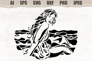 Stencil Woman on the beach, a Person Illustration by MARYCRAFTIRIA