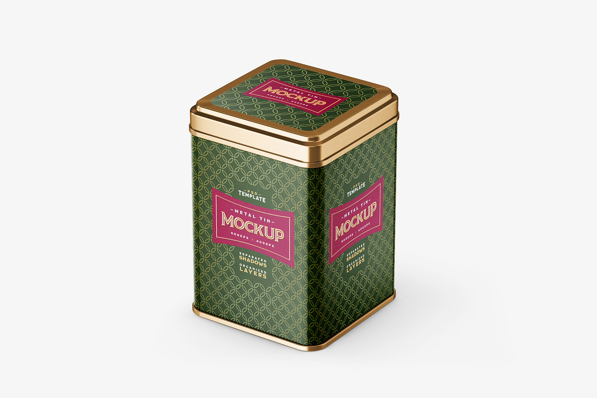 Square Tin Can Mockup Set, a Cups & Container Mockup by Deeplab (Photo 6 of 16)