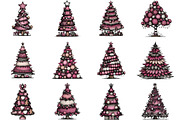 Whimsical Christmas Tree Clipart, an Illustration by CraftArtStudio (Thumbnail 3 of 6)