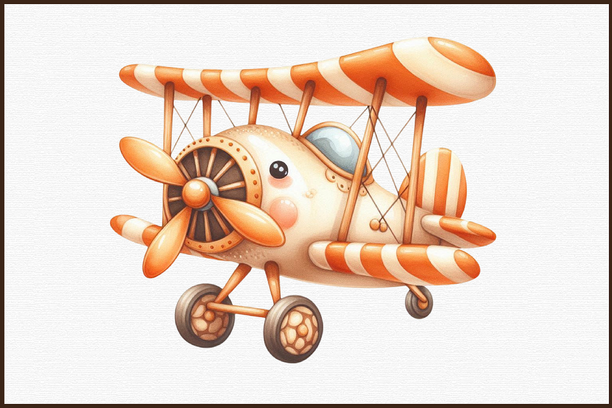 Watercolor Cute Transport Car Airpla, an Illustration by Sublimation Artist (Photo 3 of 6)