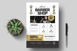 Modern Barber Shop Flyer Template, a Flyer Template by MightyDesign
