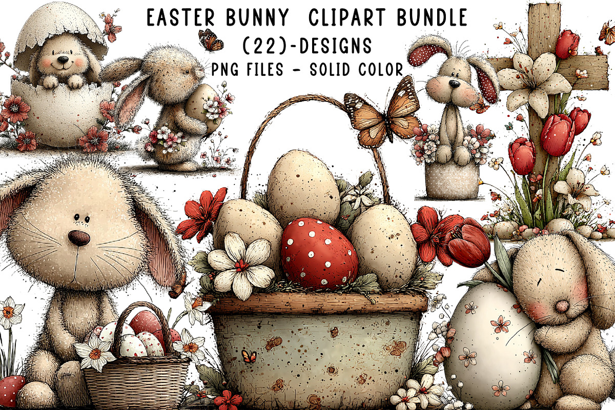 Easter Bunny Clipart Bundle, an Illustration by CreationArt (Photo 1 of 5)