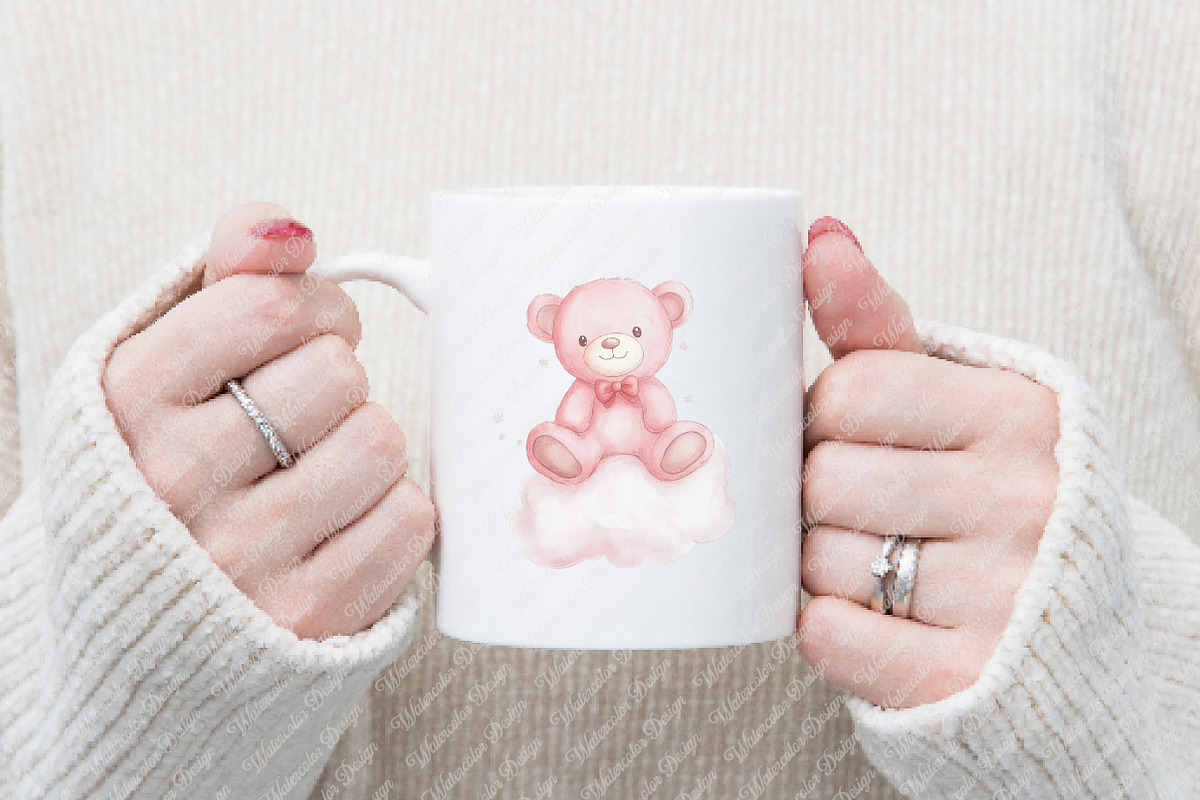 Pink Cute Blush Teddy Bear png, an Illustration by Watercolor design (Photo 11 of 11)