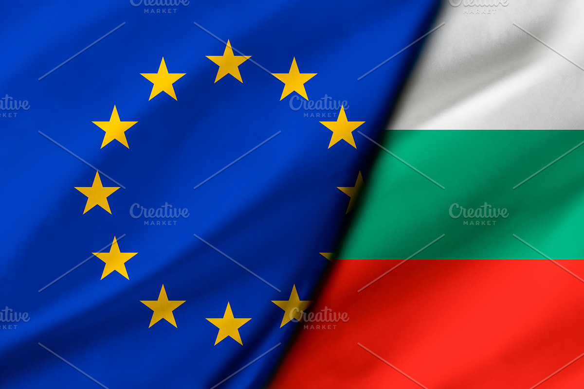 European Union and Bulgaria Flags Split Composition, an Object Illustration by Davizro's Market