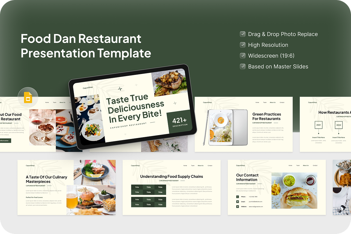 Food dan Restaurant Google Slides, a Presentation Template by Annora Studio (Photo 1 of 5)