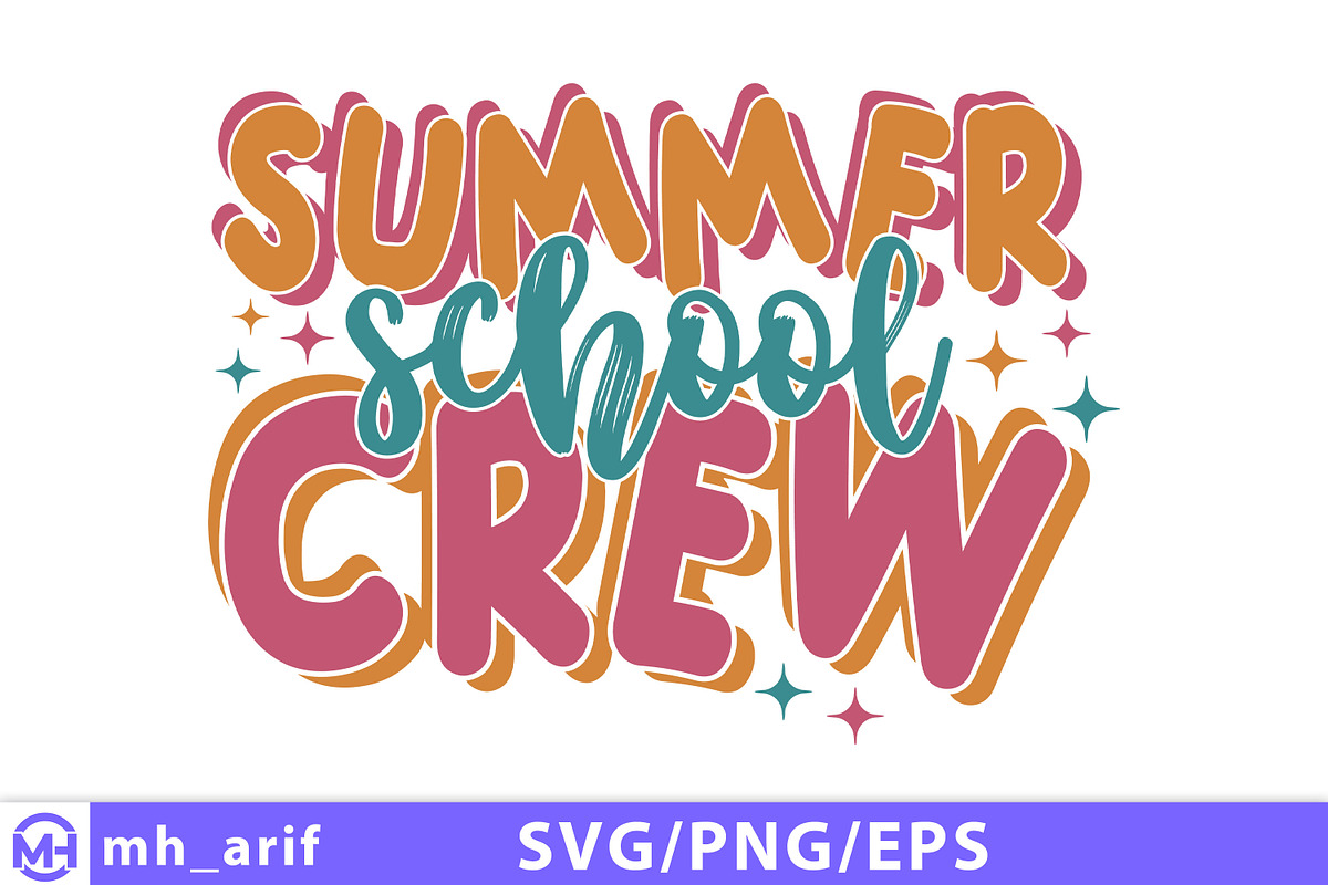 Summer School Crew SVG Groovy, a Seasonal Illustration by mh_arif (Photo 1 of 4)