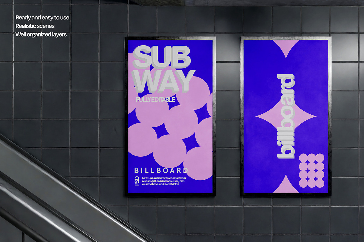 Subway Billboard Mockup Set, an Advertising Mockup by Mego-studio (Photo 6 of 7)