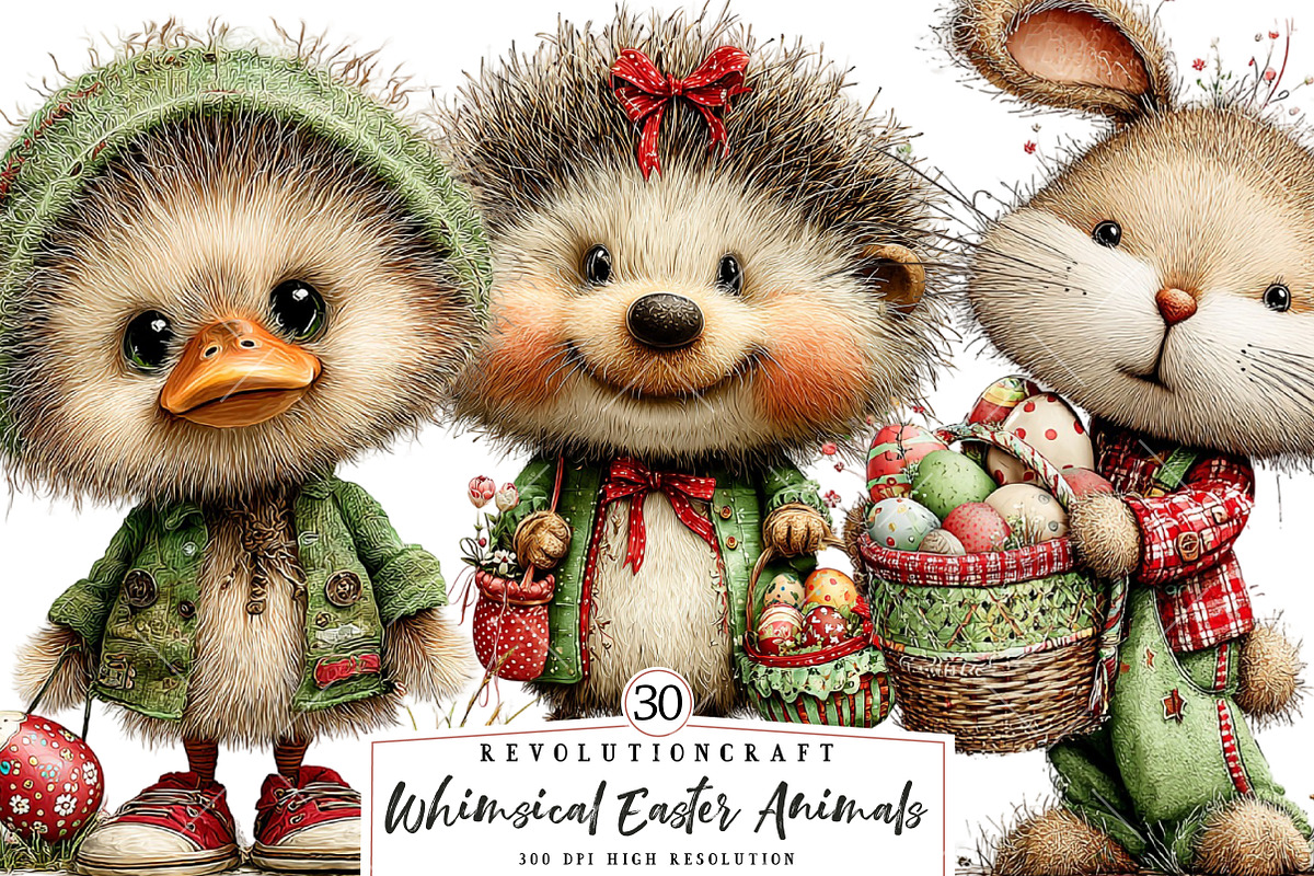 Whimsical Easter Animals Clipart, an Illustration by OK Design (Photo 1 of 6)