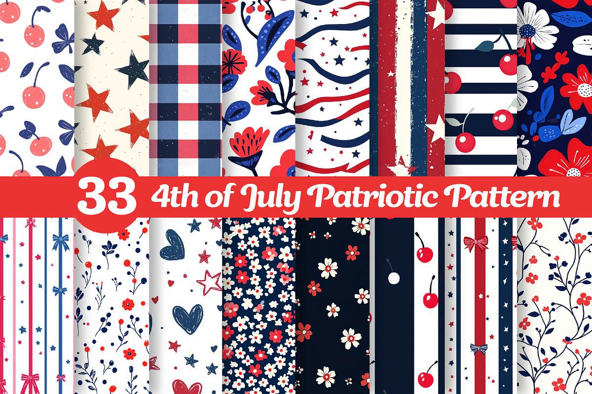 4th of July Patriotic Pattern Bundle, a Texture Illustration by Dream Creation (Photo 1 of 7)