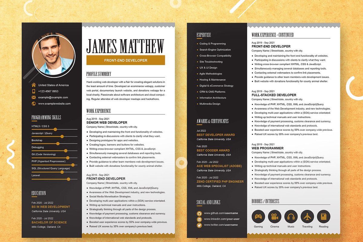 Front-End Developer CV Template Word, a Resume Template by ResumeInventor (Photo 2 of 8)