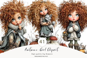 Autumn Girl Clipart, a Seasonal Illustration by CreationArt