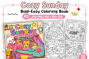 Bold and Easy Cozy Sunday Coloring, a Decorative Illustration by Design Station (Thumbnail 1 of 8)