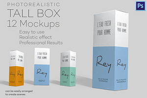 Photorealistic Tall Box - 12 Mockups