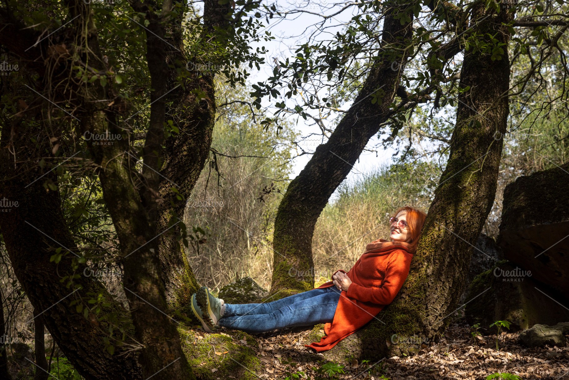 Beautiful red haired woman in an ora, a Person Photo by Imaginarium