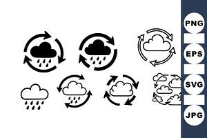 Rain Cloud Weather Icon Set, an Illustration by designvectx